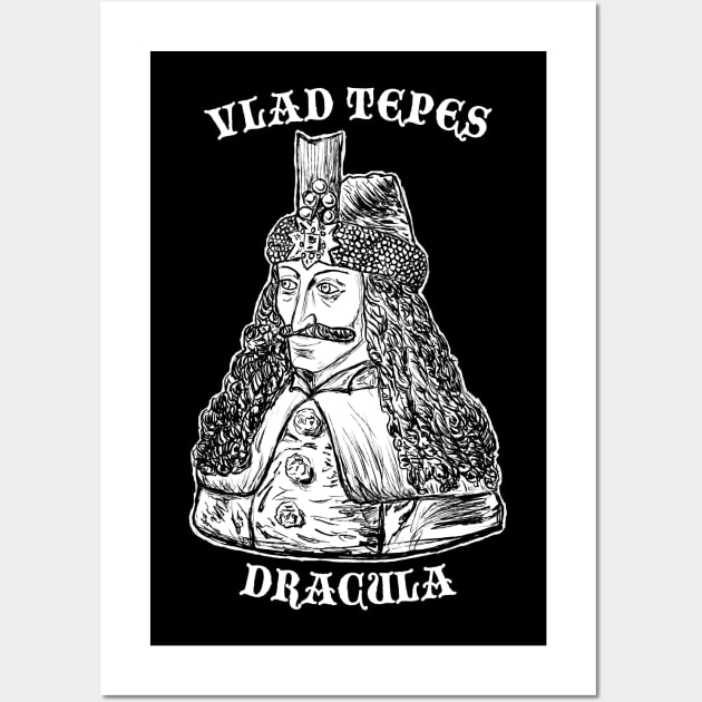 Vlad Tepes Dracula without color backgorund black Wall Art by FZ ILLUSTRATIONS